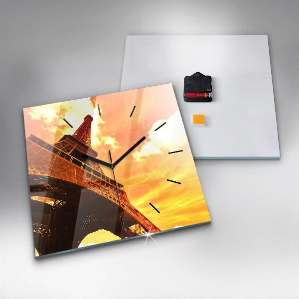 Square wall clock The Eiffel Tower in Paris