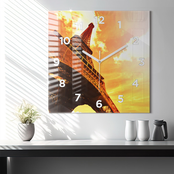 Square wall clock The Eiffel Tower in Paris