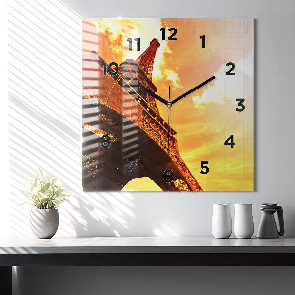 Square wall clock The Eiffel Tower in Paris