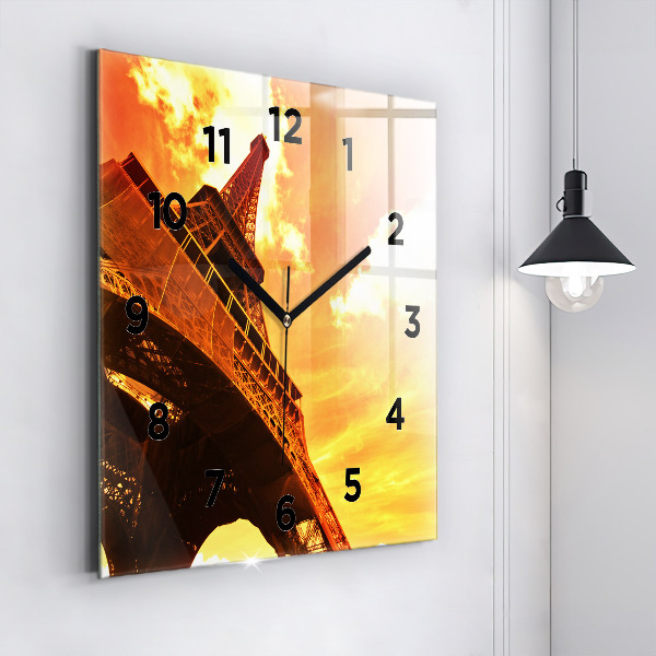 Square wall clock The Eiffel Tower in Paris