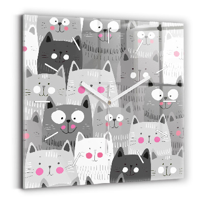 Square wall clock Pattern with cats