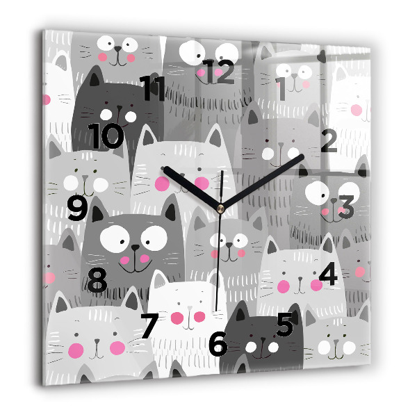Square wall clock Pattern with cats