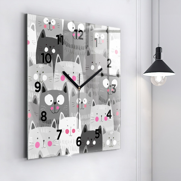 Square wall clock Pattern with cats
