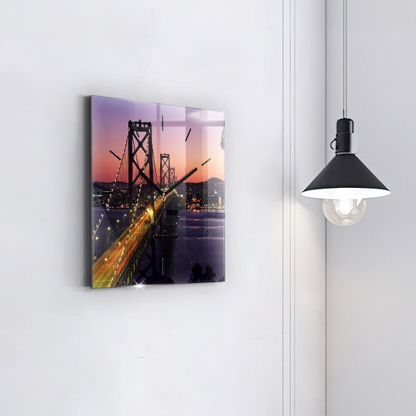 Square wall clock USA sunset