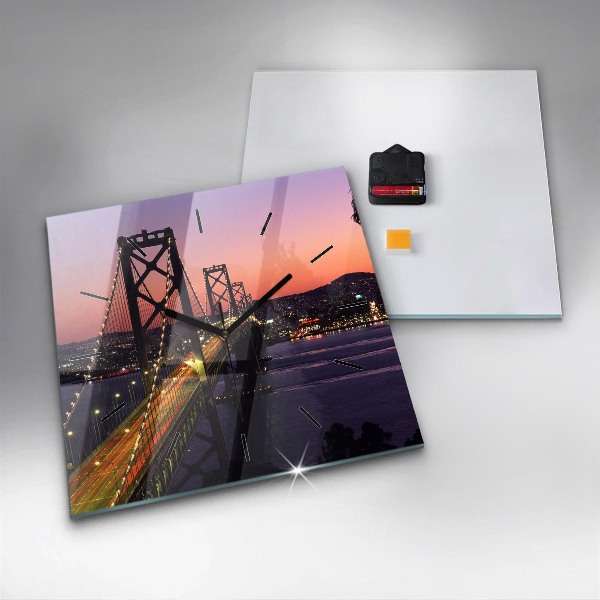 Square wall clock USA sunset