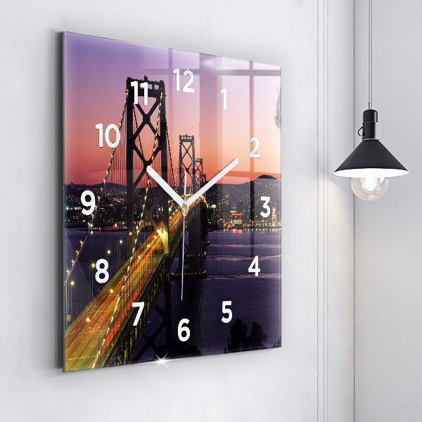 Square wall clock USA sunset