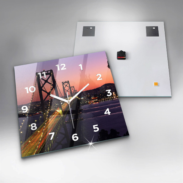 Square wall clock USA sunset