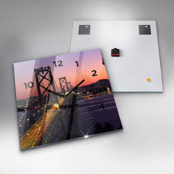 Square wall clock USA sunset