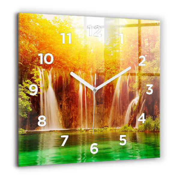 Square wall clock View of the waterfall