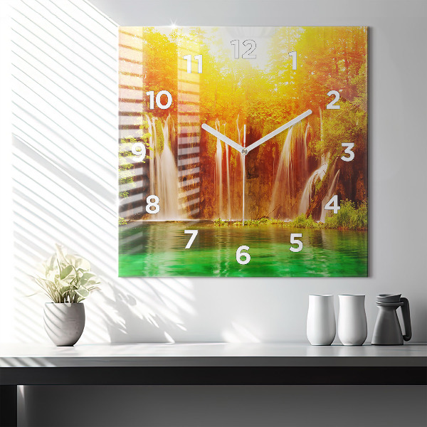 Square wall clock View of the waterfall