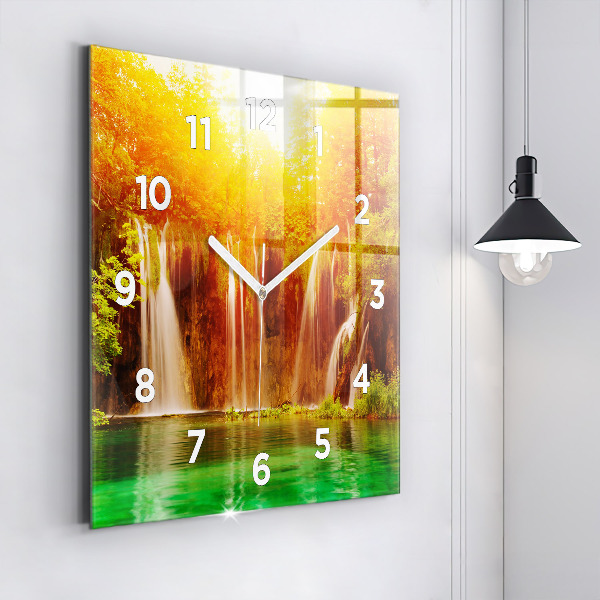 Square wall clock View of the waterfall