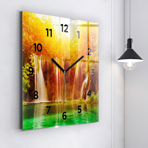 Square wall clock View of the waterfall