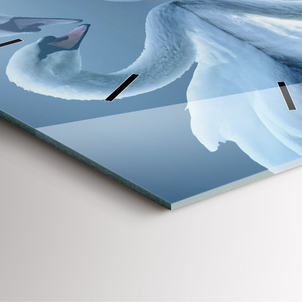 Square wall clock Swans in the heart