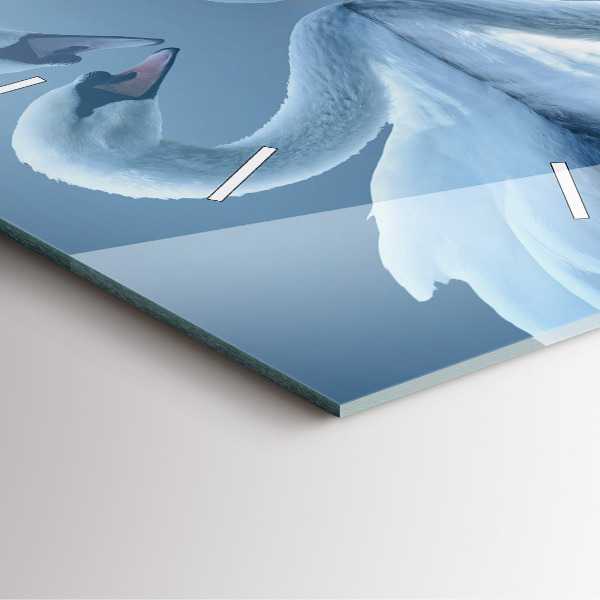 Square wall clock Swans in the heart