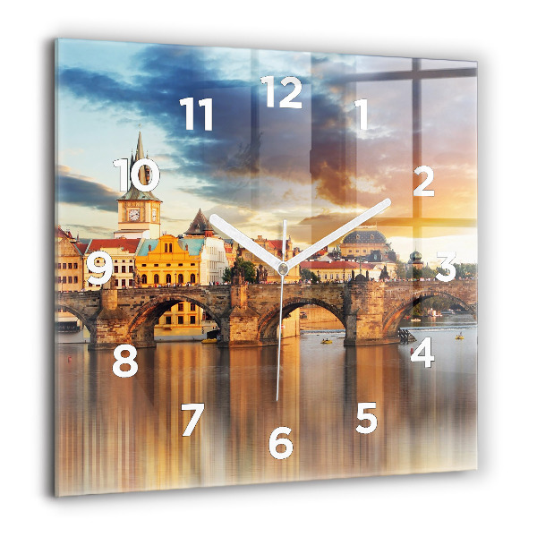 Square wall clock Panorama over the river