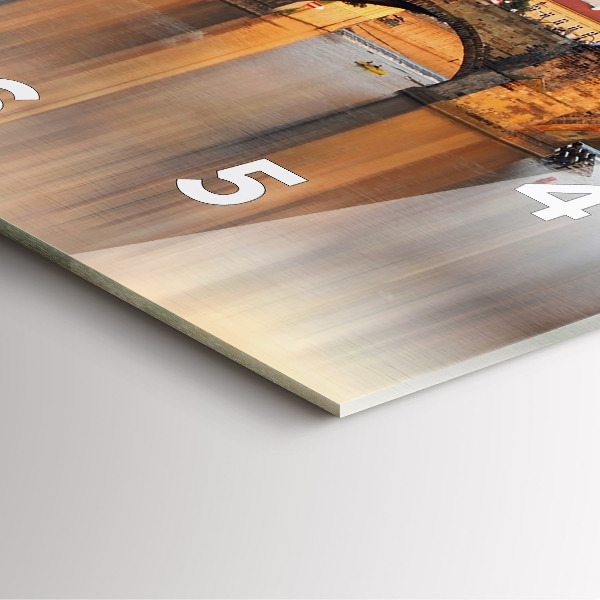 Square wall clock Panorama over the river