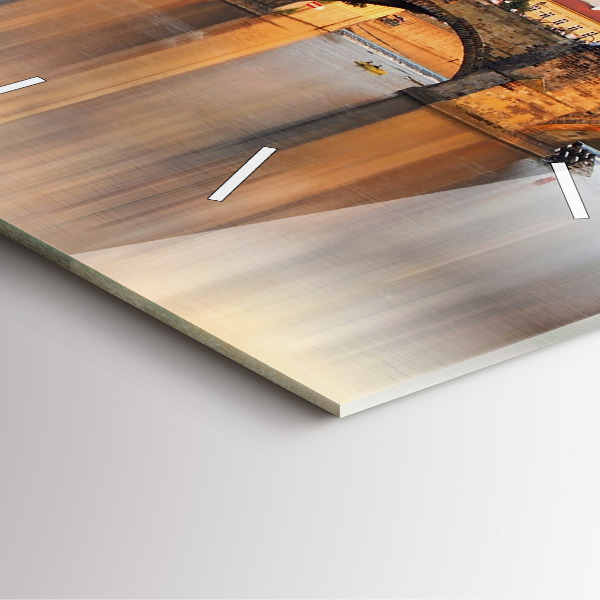 Square wall clock Panorama over the river