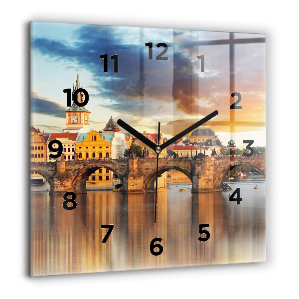 Square wall clock Panorama over the river