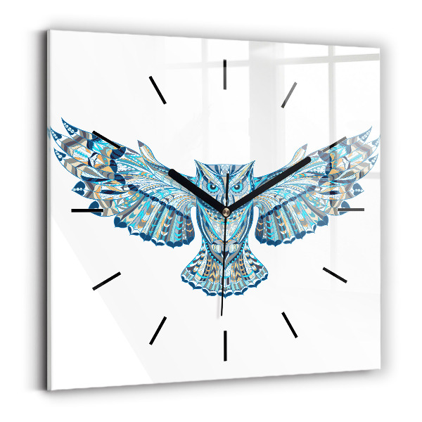 Square wall clock Owl in flight