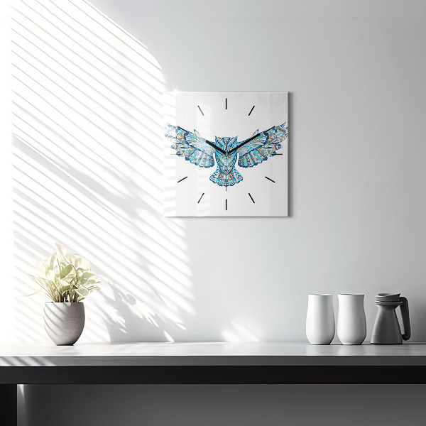 Square wall clock Owl in flight