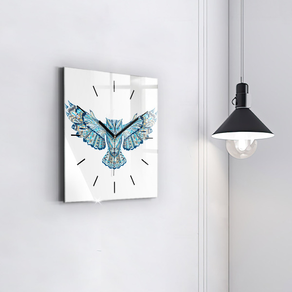 Square wall clock Owl in flight