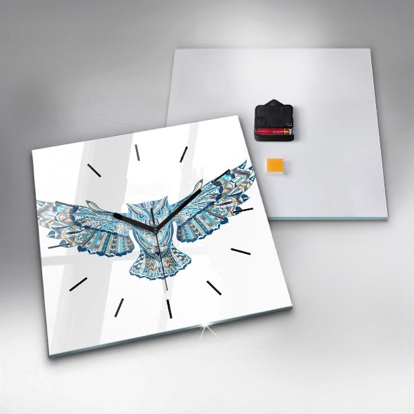 Square wall clock Owl in flight