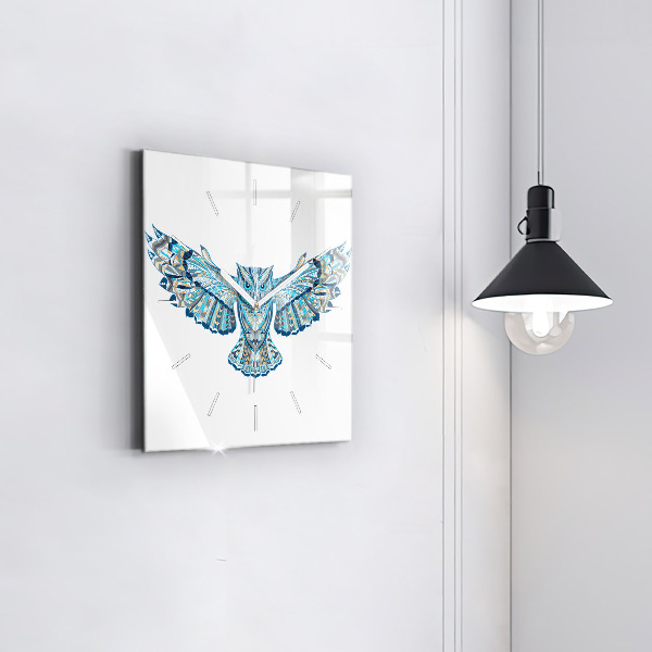 Square wall clock Owl in flight
