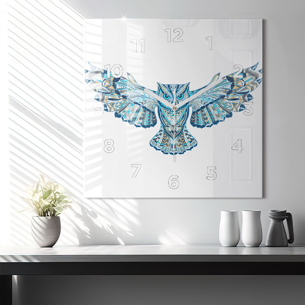 Square wall clock Owl in flight