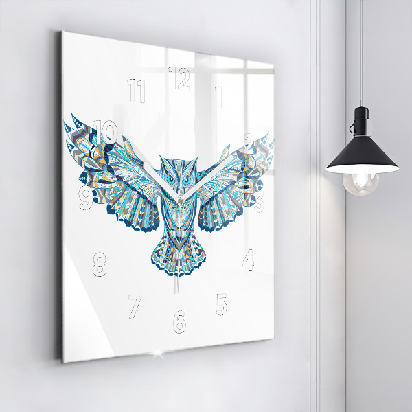 Square wall clock Owl in flight