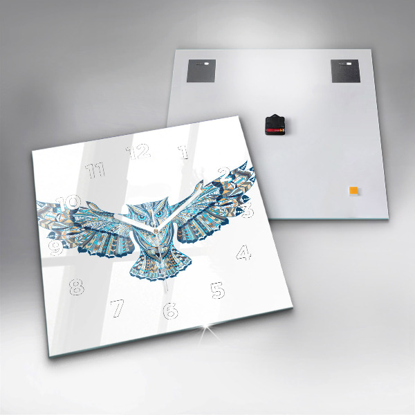 Square wall clock Owl in flight