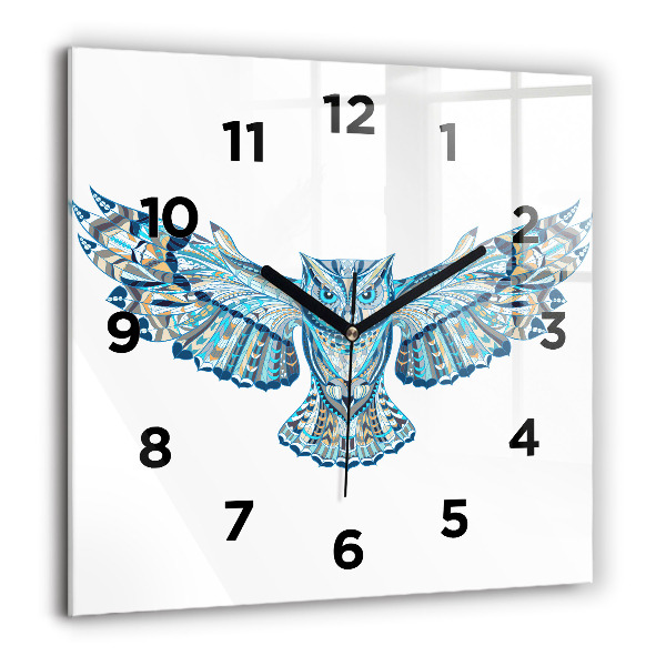 Square wall clock Owl in flight