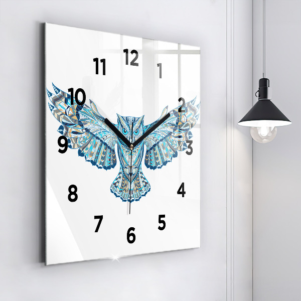 Square wall clock Owl in flight