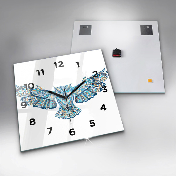 Square wall clock Owl in flight