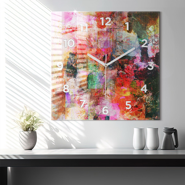 Square wall clock Abstract composition