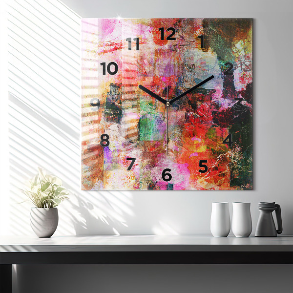 Square wall clock Abstract composition