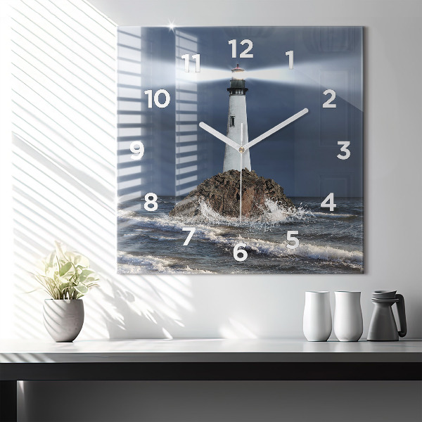 Square wall clock Lighthouse