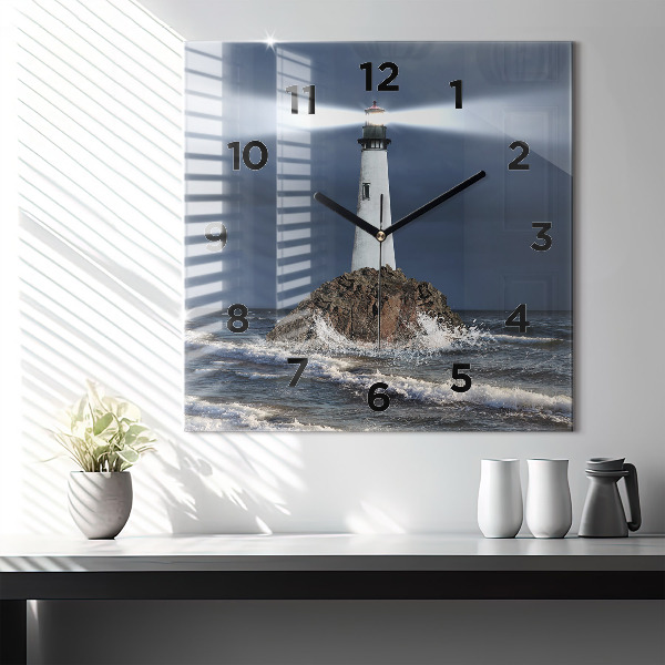 Square wall clock Lighthouse