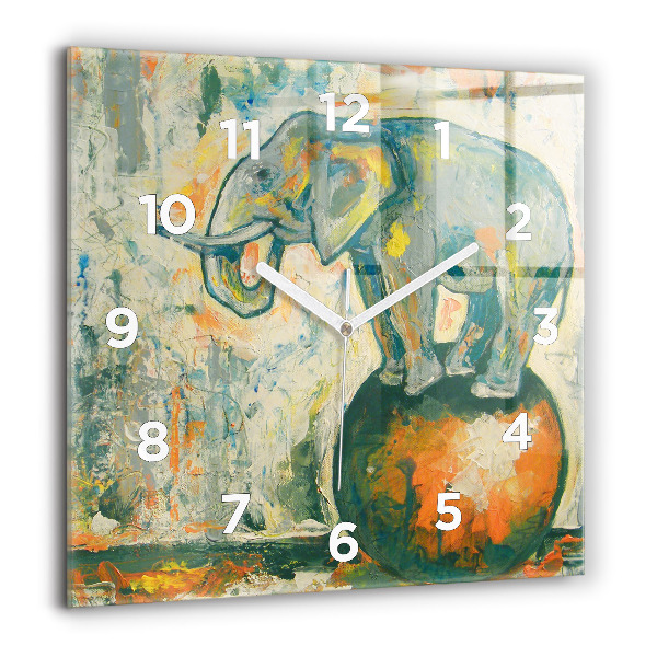 Square wall clock Painted elephant posture