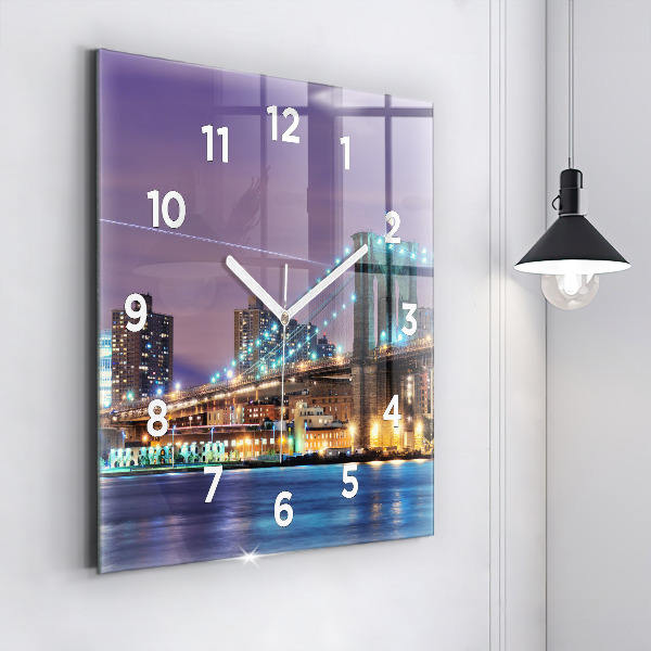 Square wall clock Brooklyn Bridge and East River
