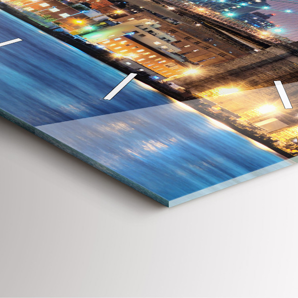 Square wall clock Brooklyn Bridge and East River