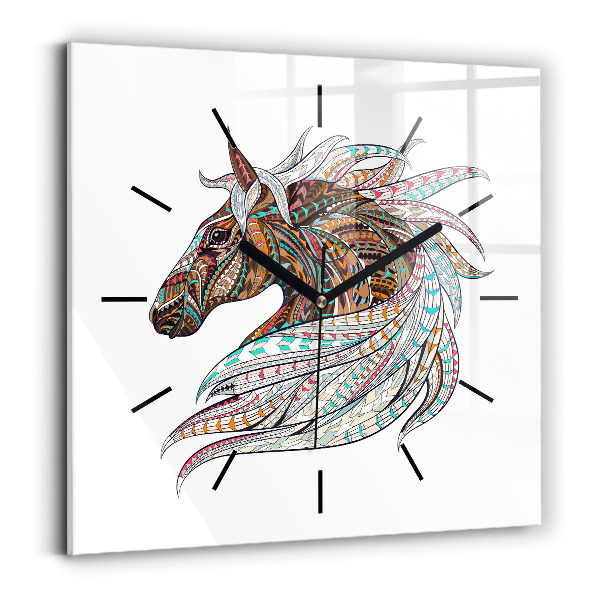 Square wall clock Horse illustration