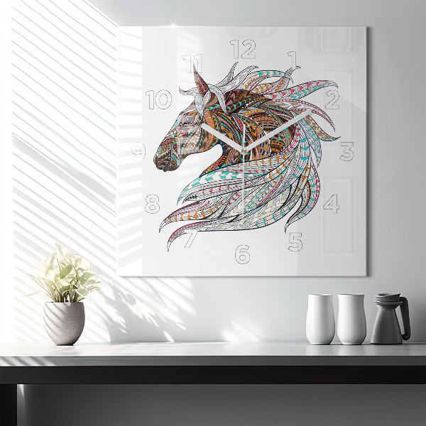 Square wall clock Horse illustration