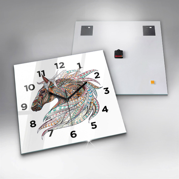 Square wall clock Horse illustration