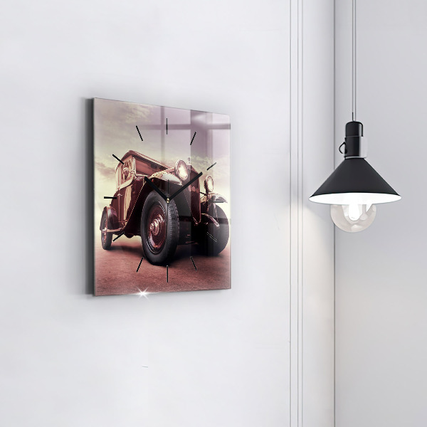 Square wall clock Vintage car
