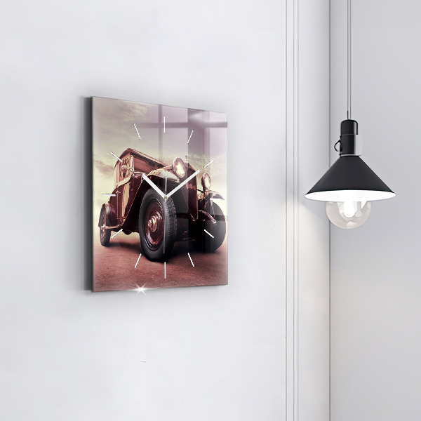 Square wall clock Vintage car