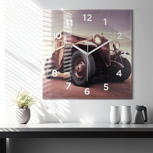 Square wall clock Vintage car