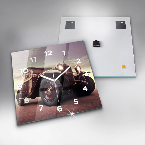 Square wall clock Vintage car
