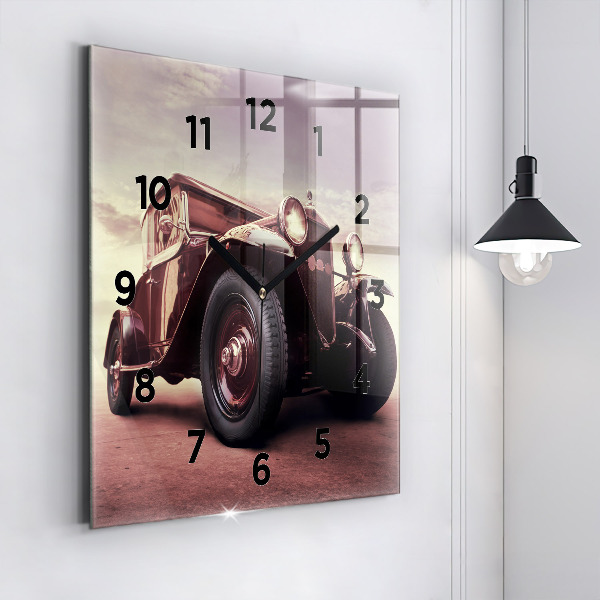 Square wall clock Vintage car