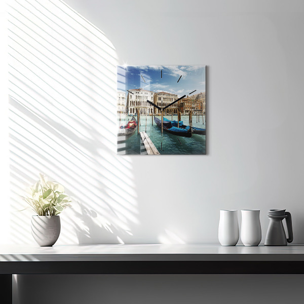 Square wall clock Gondolas Venice Italy