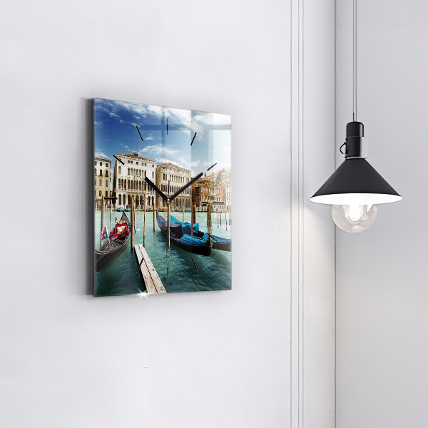 Square wall clock Gondolas Venice Italy